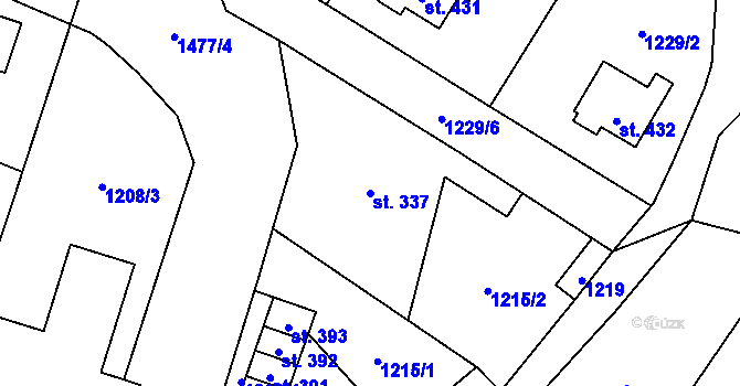 Parcela st. 337 v KÚ Žihle, Katastrální mapa