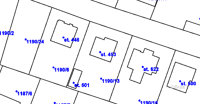 Parcela st. 453 v KÚ Žihle, Katastrální mapa