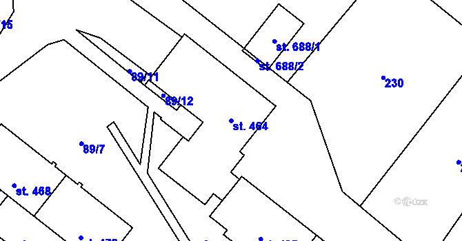 Parcela st. 464 v KÚ Žihle, Katastrální mapa