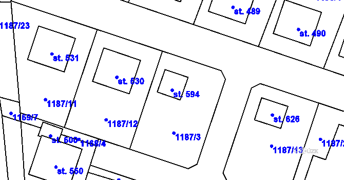 Parcela st. 594 v KÚ Žihle, Katastrální mapa