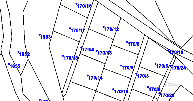 Parcela st. 170/13 v KÚ Žihle, Katastrální mapa