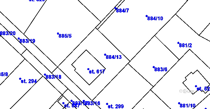 Parcela st. 884/13 v KÚ Žihle, Katastrální mapa