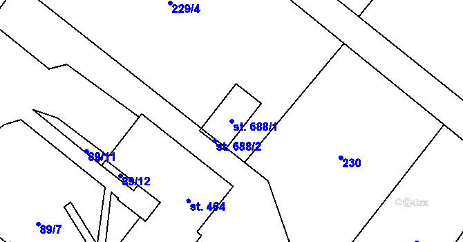 Parcela st. 688/1 v KÚ Žihle, Katastrální mapa