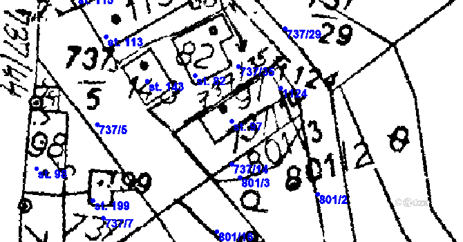 Parcela st. 97 v KÚ Žihobce, Katastrální mapa