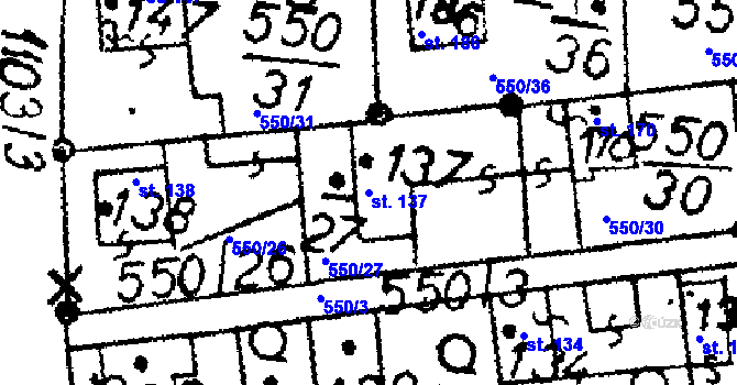 Parcela st. 137 v KÚ Žihobce, Katastrální mapa