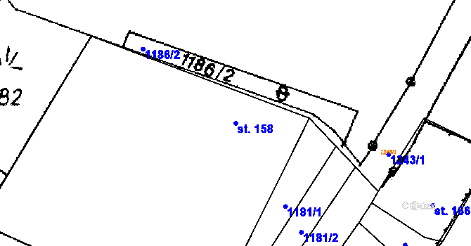 Parcela st. 158 v KÚ Žihobce, Katastrální mapa