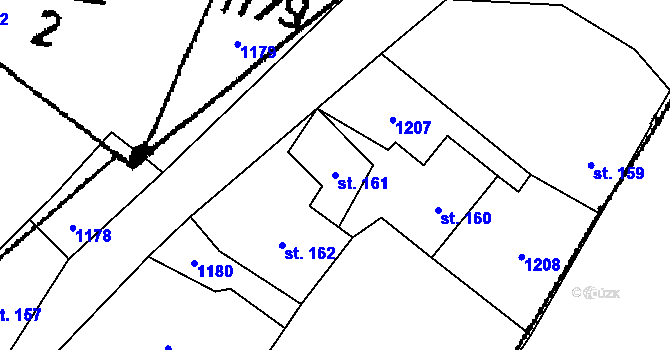 Parcela st. 161 v KÚ Žihobce, Katastrální mapa