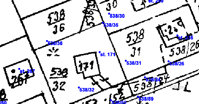 Parcela st. 171 v KÚ Žihobce, Katastrální mapa