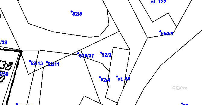 Parcela st. 52/3 v KÚ Žihobce, Katastrální mapa