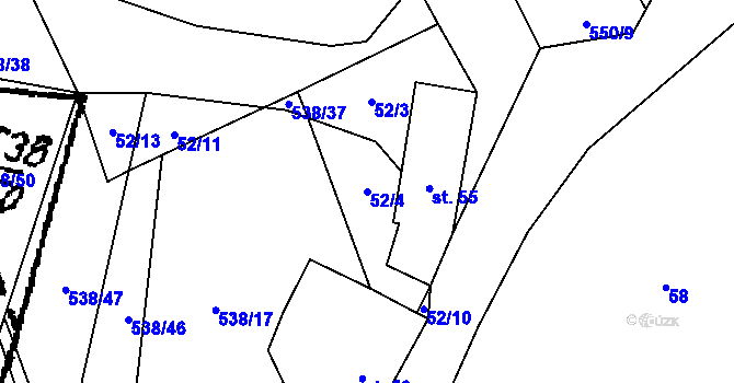 Parcela st. 52/4 v KÚ Žihobce, Katastrální mapa