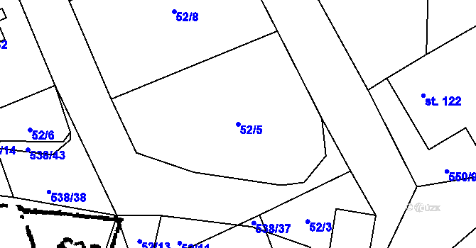 Parcela st. 52/5 v KÚ Žihobce, Katastrální mapa