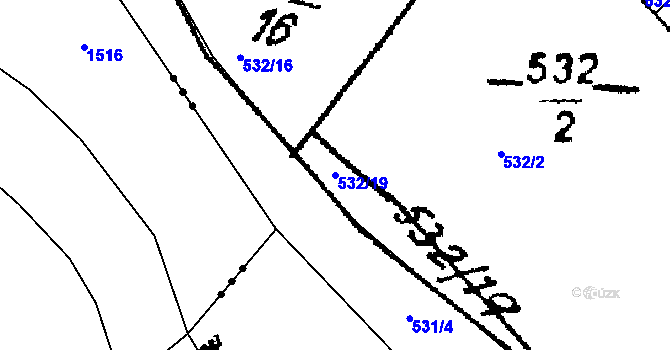 Parcela st. 532/19 v KÚ Žihobce, Katastrální mapa