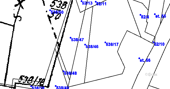 Parcela st. 538/46 v KÚ Žihobce, Katastrální mapa