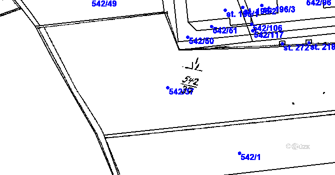 Parcela st. 542/37 v KÚ Žihobce, Katastrální mapa
