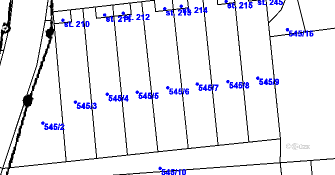 Parcela st. 545/6 v KÚ Žihobce, Katastrální mapa