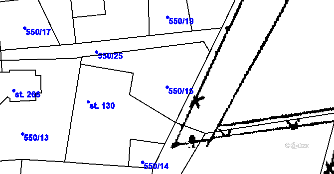 Parcela st. 550/15 v KÚ Žihobce, Katastrální mapa