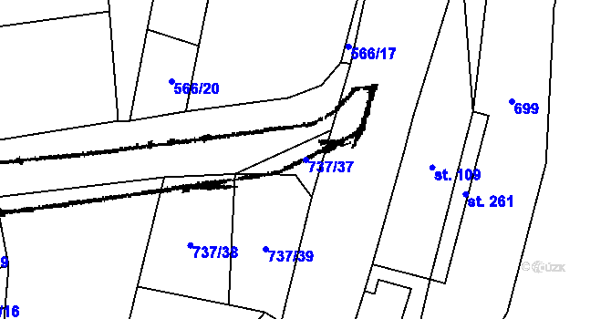 Parcela st. 737/37 v KÚ Žihobce, Katastrální mapa