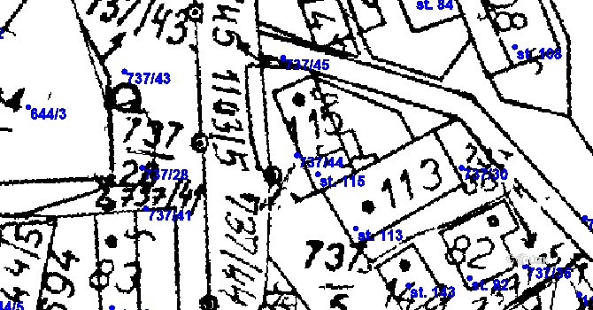 Parcela st. 737/44 v KÚ Žihobce, Katastrální mapa
