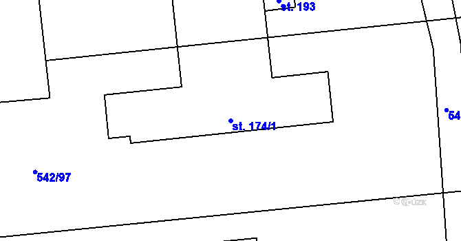 Parcela st. 174/1 v KÚ Žihobce, Katastrální mapa