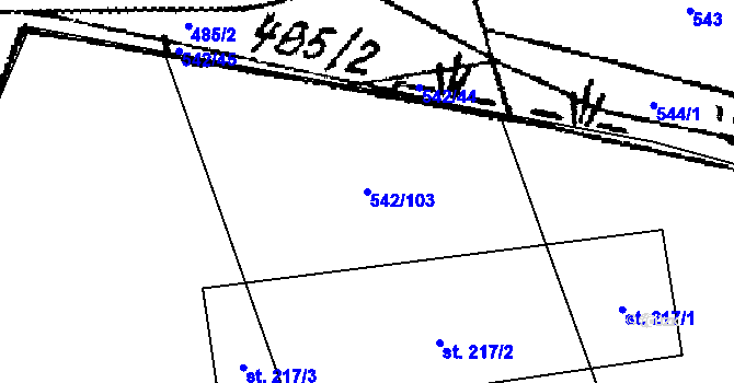 Parcela st. 542/103 v KÚ Žihobce, Katastrální mapa