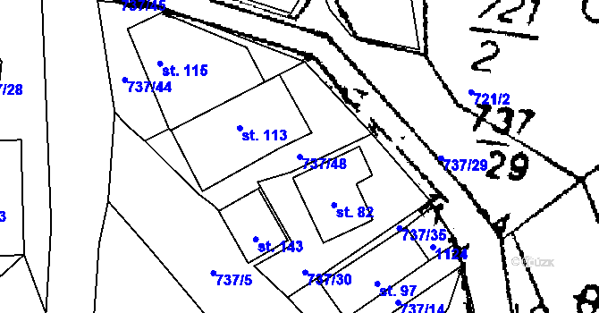 Parcela st. 737/48 v KÚ Žihobce, Katastrální mapa