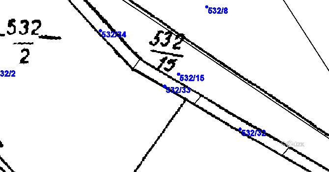 Parcela st. 532/33 v KÚ Žihobce, Katastrální mapa