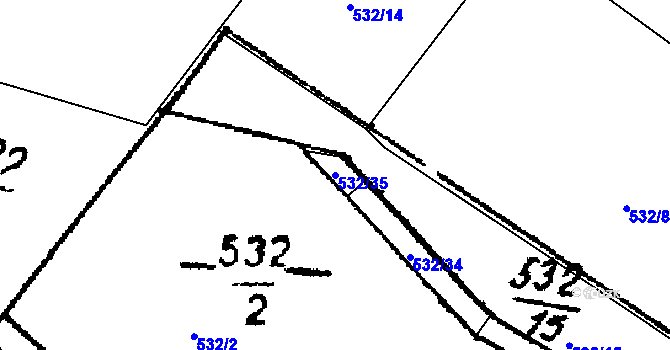 Parcela st. 532/35 v KÚ Žihobce, Katastrální mapa