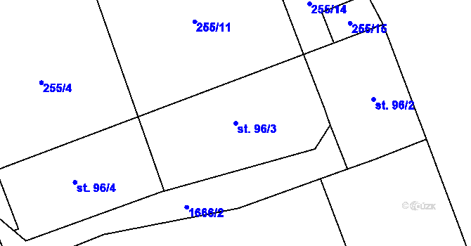 Parcela st. 96/3 v KÚ Žichlínek, Katastrální mapa