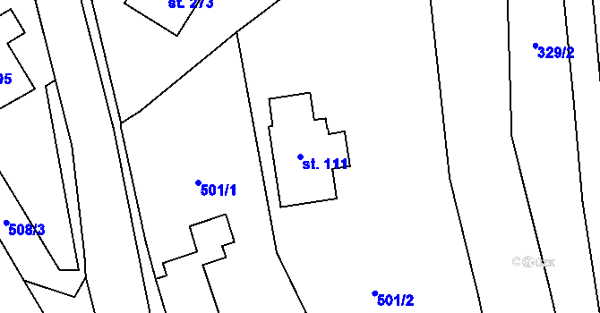 Parcela st. 111 v KÚ Žichlínek, Katastrální mapa