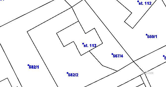 Parcela st. 113 v KÚ Žichlínek, Katastrální mapa