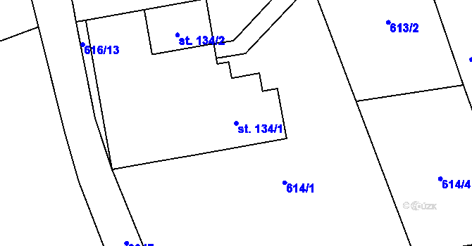 Parcela st. 134/1 v KÚ Žichlínek, Katastrální mapa