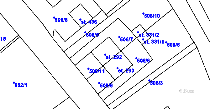 Parcela st. 292 v KÚ Žichlínek, Katastrální mapa