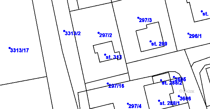 Parcela st. 313 v KÚ Žichlínek, Katastrální mapa