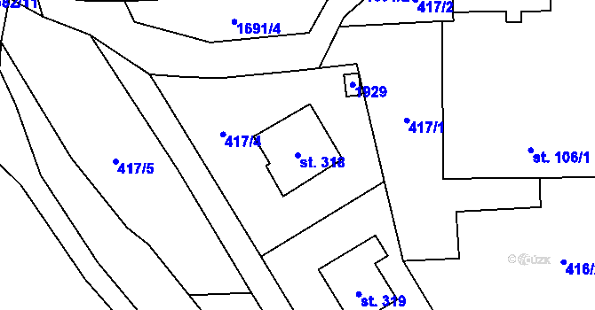Parcela st. 318 v KÚ Žichlínek, Katastrální mapa