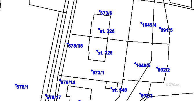 Parcela st. 325 v KÚ Žichlínek, Katastrální mapa