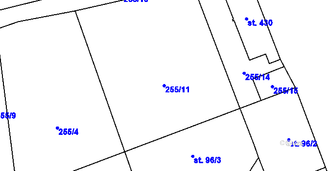 Parcela st. 255/11 v KÚ Žichlínek, Katastrální mapa