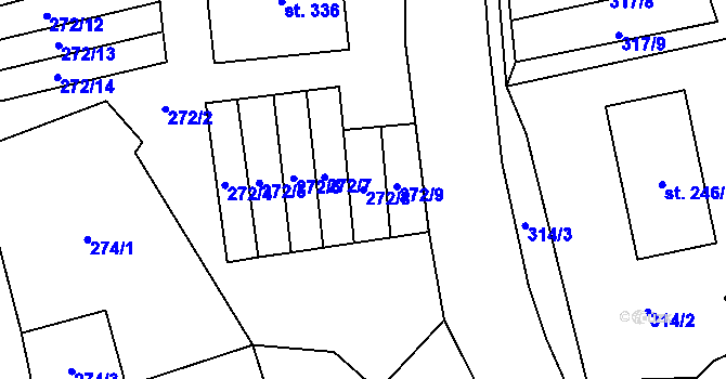 Parcela st. 272/8 v KÚ Žichlínek, Katastrální mapa