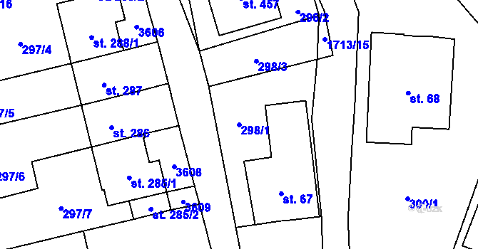 Parcela st. 298/1 v KÚ Žichlínek, Katastrální mapa