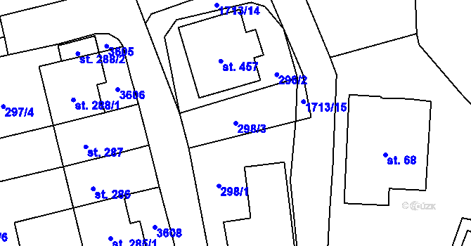 Parcela st. 298/3 v KÚ Žichlínek, Katastrální mapa