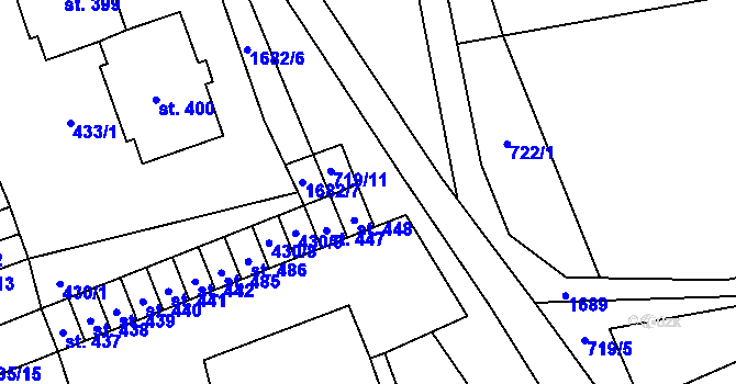Parcela st. 719/8 v KÚ Žichlínek, Katastrální mapa
