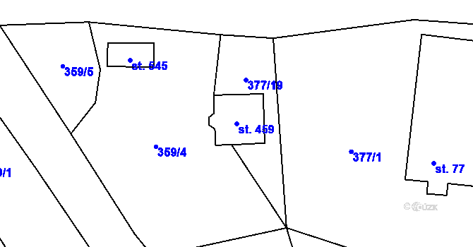 Parcela st. 459 v KÚ Žichlínek, Katastrální mapa