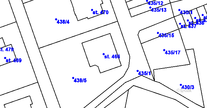 Parcela st. 466 v KÚ Žichlínek, Katastrální mapa