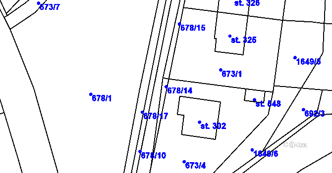 Parcela st. 678/14 v KÚ Žichlínek, Katastrální mapa