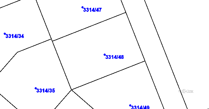 Parcela st. 3314/48 v KÚ Žichlínek, Katastrální mapa