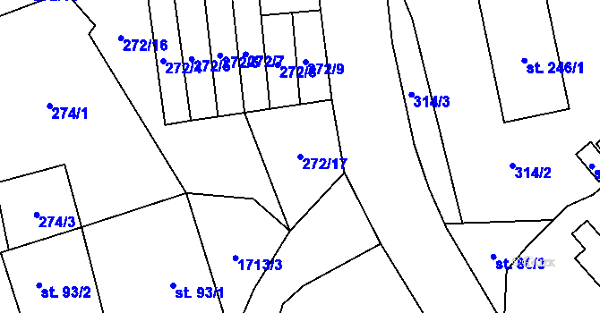 Parcela st. 272/17 v KÚ Žichlínek, Katastrální mapa