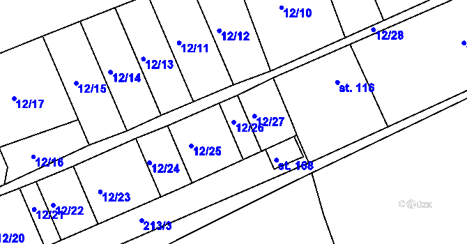 Parcela st. 12/26 v KÚ Žichovice, Katastrální mapa