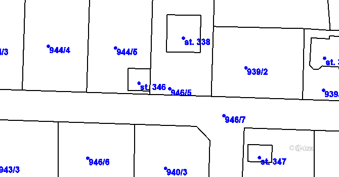 Parcela st. 946/5 v KÚ Žichovice, Katastrální mapa