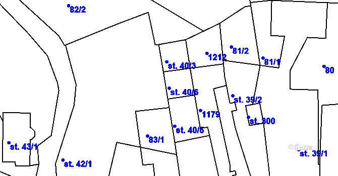Parcela st. 40/6 v KÚ Žichovice, Katastrální mapa