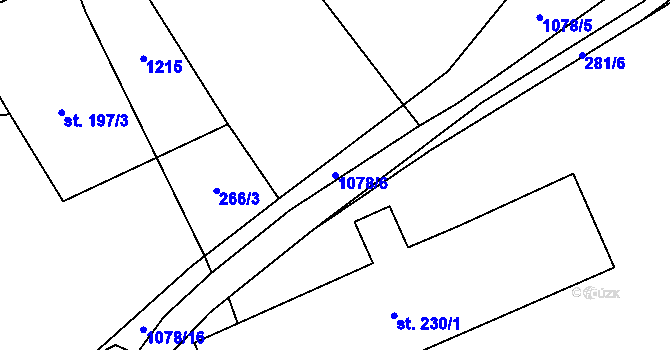 Parcela st. 1078/6 v KÚ Žichovice, Katastrální mapa