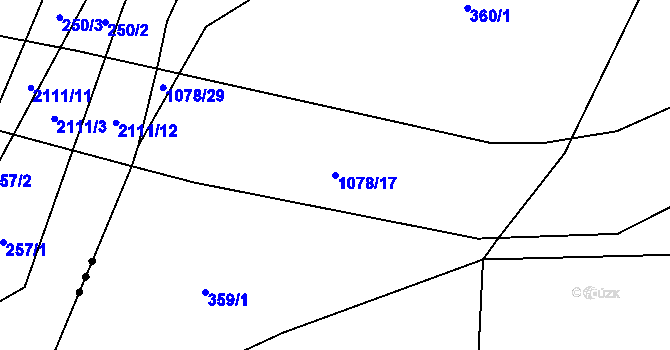 Parcela st. 1078/17 v KÚ Žichovice, Katastrální mapa
